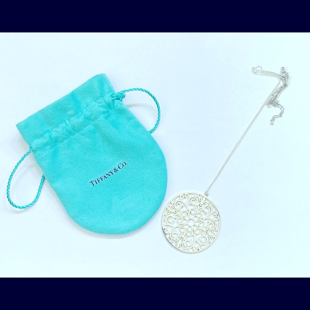 Tiffany & Co Sterling silver scroll pendant necklace
